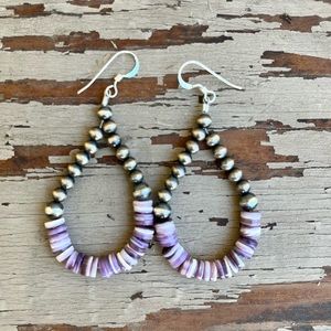 Wampum Quahog Shell Loop Earrings